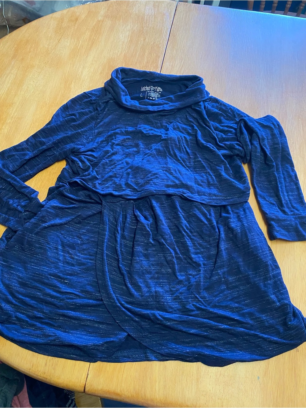 Latched Mama Navy Blue Tulip Style Nursing Top with Metallic Fleck